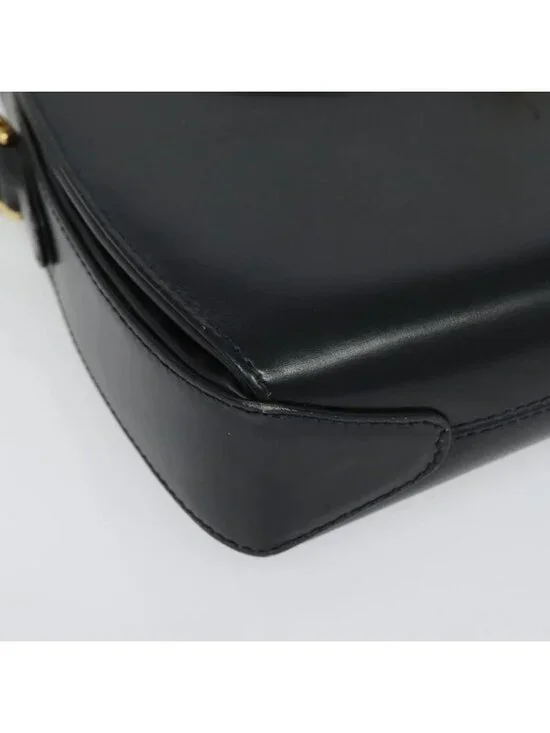 Authentic GUCCI Shoulder Bag Leather Navy Gold - Picture 15 of 16